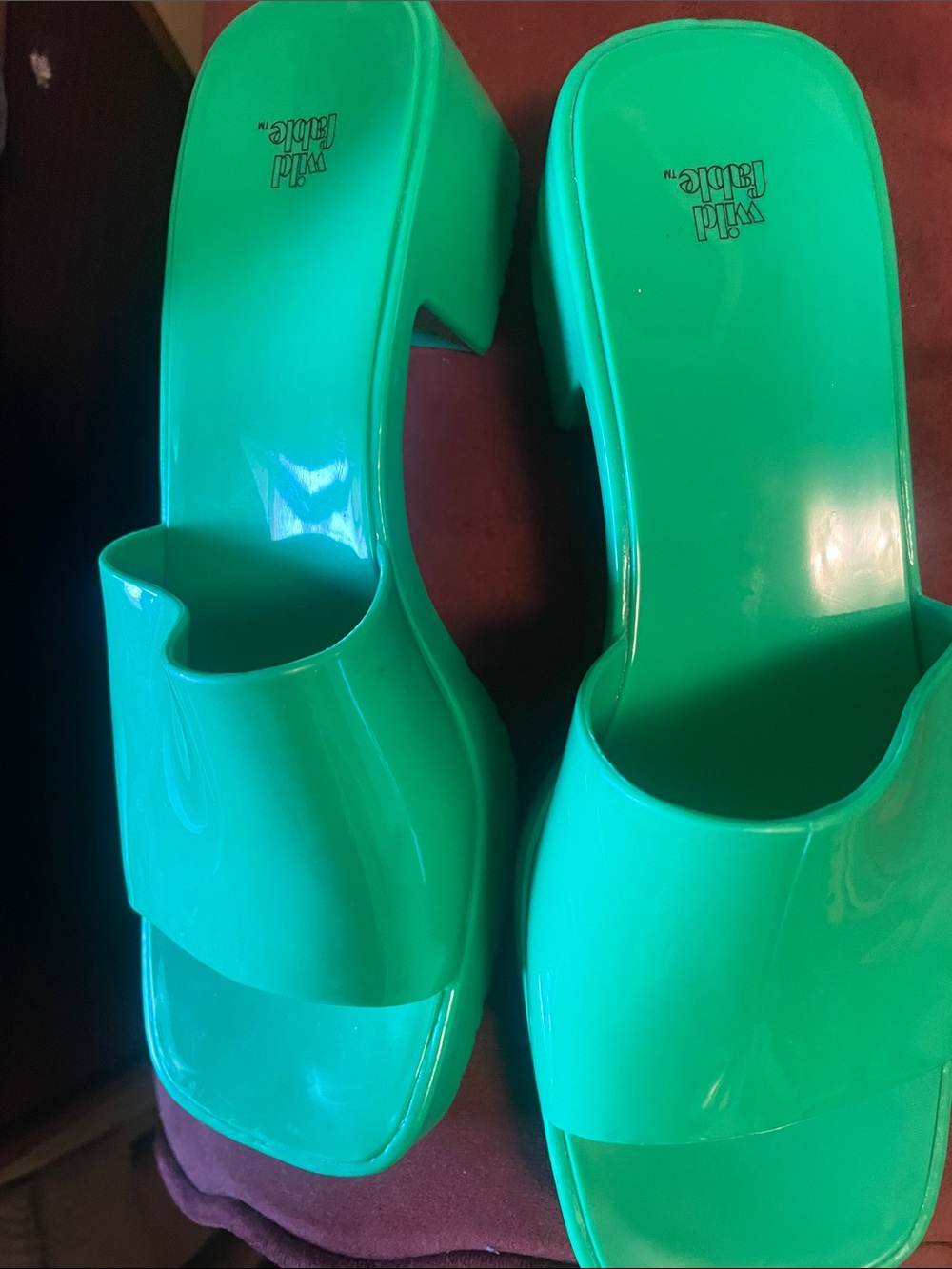 wild fable Emerald Green Platform Slide Mules